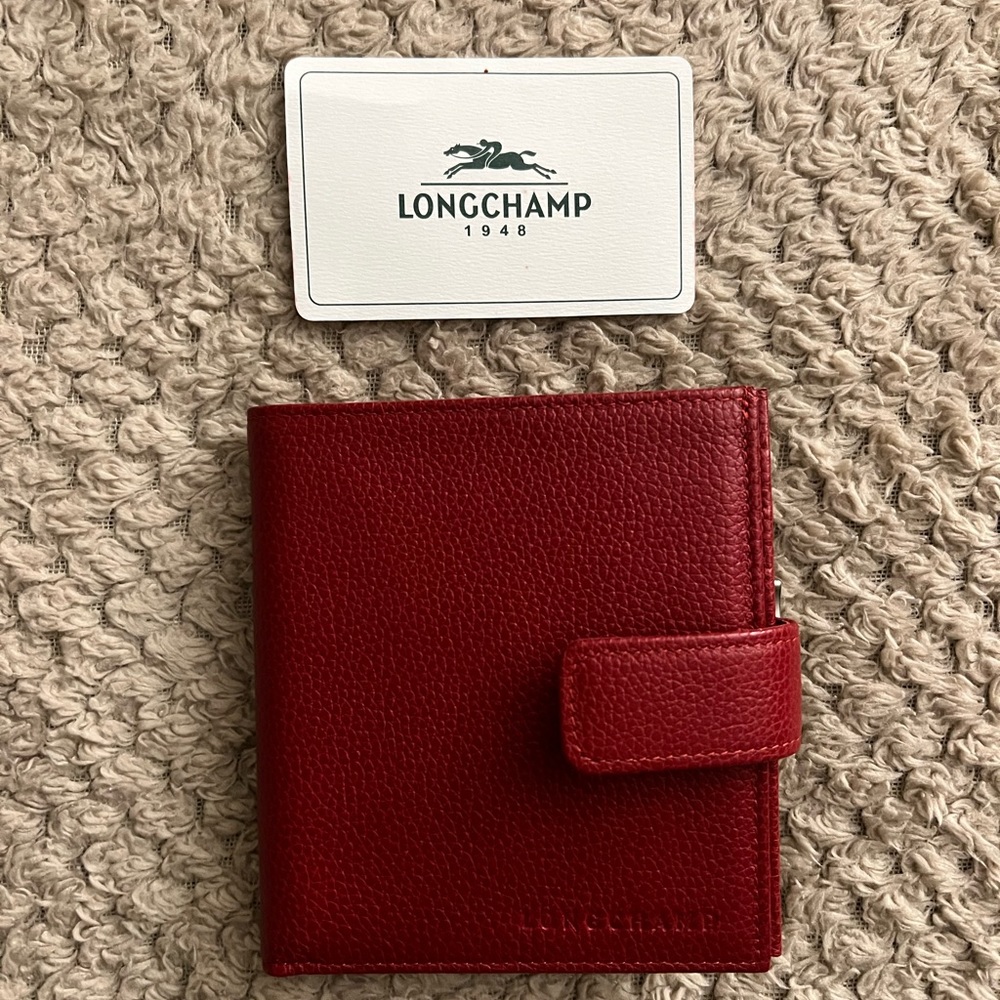 Long Champ Red Leather Wallet (NEW)